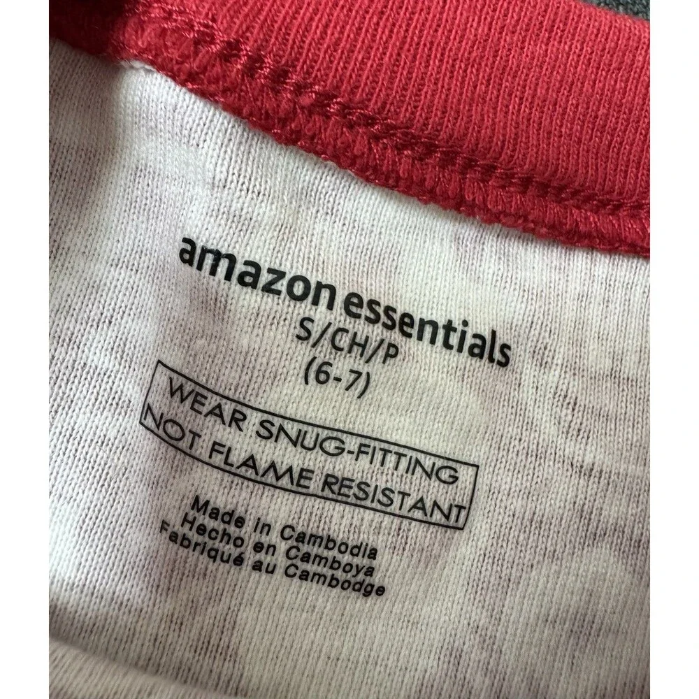 Amazon Essentials 6/7 Unisex Christmas/Santa Pjs 100% Cotton Red/White
